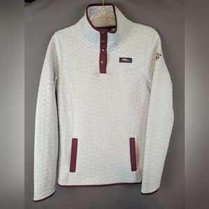Moosejaw Love The Madness Mountaineering Medium Quilted Pullover Gray/Maroon